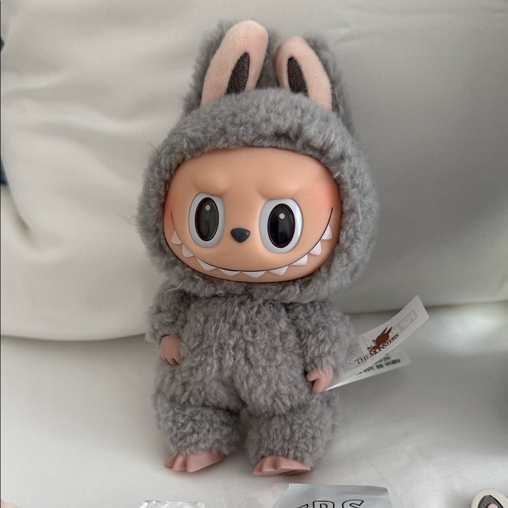 Labubu Pop Mart The Monsters Exciting Macaron Sesame Bean plush Keychain